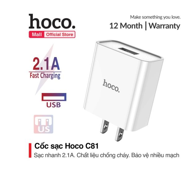 Củ sạc Hoco C81 sạc nhanh 2.1A chính hãng giá sỉ