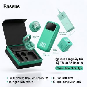 Bộ quà tặng Baseus Limited Edition gồm Pin dự phòng + sạc nhanh 30W + tai nghe Bluetooth + ổ điện